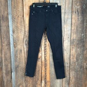 AG Adriano Goldschmied Black Zip-Up Legging Ankle Jeans